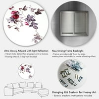DesignArt 'Ljubičasta divlji cvjetovi na White II' Tradicionalni metalni zidni umjetnost kruga - disk od 36