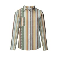 V vrat Vruća prodaja Striped Striped Roll Up Rugl Up Gleve Down Down Womens Tops majice za ženske modne bluze