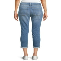 Ženske Capri hlače od rastezljivog trapera od 2 gumba