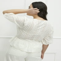 Elementi ženski plus size Eyelet peplum vrh