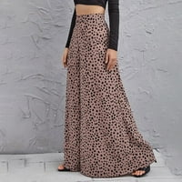 Ženske hlače, Ležerne široke široke hlače s leopard printom visokog struka, ženske lagane ljetne hlače, ulična