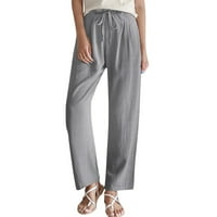Ženske hlače Ležerne jednobojne široke hlače s elastičnim elastičnim strukom ravne hlače obične modne tajice