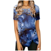 Ženske bluze brodove za vrat grafički otisci bluza modna žena plus majice kratki rukavi ljetni vrhovi plavi 5xl