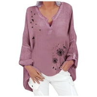 - labavi Dekolte Plus košulja s cvjetnim printom, bluza s dugim rukavima, veličina ženski Casual Top, Ženska bluza