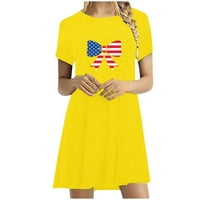 Ženske sunčane haljine za ljetne ležerne haljine za djevojčice Shothe Crew Dreve haljina utisnuta žuta s