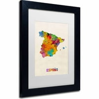 Zaštitni znak likovna umjetnost Španjolska akvarelna karta Canvas Art by Michael Tompsett, White Matte, crni okvir