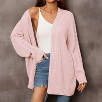 Kardigan za žene zimska moda nepravilna šuplja pletena dugih rukava ružičasti džemper Ženski kardigani
