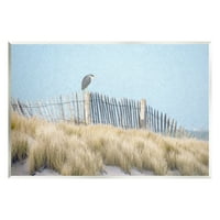 Stupell ptica smještena nautička plaža ograda pejzaž slika zidna ploča neradana umjetnička tiskana zidna umjetnost