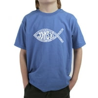 Pop art majica s natpisom za dječake-John 3: simbol ribe