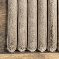 NULOOOM KAI Stripe Fau Rabbit Stroj za pranje prostirke, 5 '8', Taupe