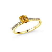 Kralj dragulja 0. Stupnjeviti ovalni prsten sa žutim citrinom i bijelim dijamantom od 10k žutog zlata