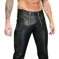 Muške modne casual kožne hlače s patentnim zatvaračem velike veličine kožne hlače sportske hlače kratke hlače