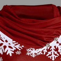 Dyfzdhu božićna haljina za duksericu za žene Xmas snježna pahuljica tiskana vrhova dugačka dukserica pulover