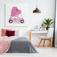 Modni ružičasti automobil s buggiejem u About-u, šik Galerija grafičke umjetnosti u obliku srca, zidni ispis na