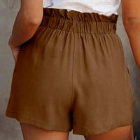 Ženske kratke hlače u donjem rublju, prugaste kratke hlače visokog struka, volani, elastični struk, ljetne Ležerne