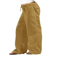 ; / Ženske Palazzo hlače jednobojne dnevne hlače duge hlače ženske široke hlače za plažu žute 3 inča