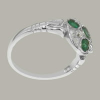 Britanci su napravili 14K bijelo zlato prirodni smaragdni i dijamantski ženski obljetnički prsten - Opcije veličine