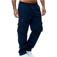 Blueek muškarci solidni povremeni višestruki džepovi vanjski ravni tip fitnes hlače Teretne hlače hlače