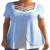 Ženska boemska majica s prednjim zatvaračem, široka široka majica, ženski ljetni vrhovi s izrezom u obliku slova