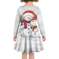 Dječje haljine za djevojčice s uzorkom snjegovića, svečana haljina za sve vremenske prilike, božićna ružna blagdanska