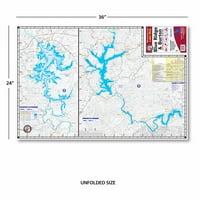 Kingfisher Maps vodootporna jezero Map Blue Ridge & Burton Lakes Georgia, 24 ”36” 0,2 lb