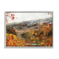 Jesensko lišće Planinska scena pejzažno slikarstvo u sivom okviru umjetnički tisak zidna umjetnost