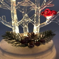 Blagdansko vrijeme 13 LED akrilno božićno drvce s crvenim kardinalima, unutarnji Božićni ukras