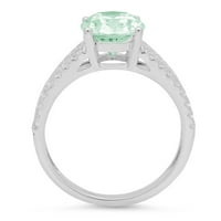 Zaručnički prsten od 3,28 karatnog zelenog imitiranog dijamanta od 18 karatnog bijelog zlata, veličine 10,75