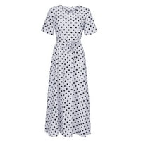 Toto Maxi haljine za žene modne žene O-Neck cvjetni print kratki rukavi plaža polka dot Band Long maxi haljina