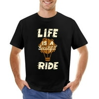Život je prekrasna vintage majica za vožnju muški pamučni klasični posadi kratki rukavi unise crni 3xl