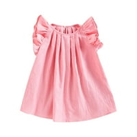 Haljine za malu djecu za djevojčice ljetna haljina za bebe široka haljina s letećim rukavima s okruglim vratom,