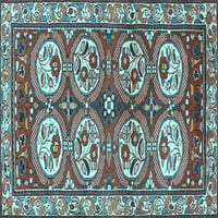Tradicionalni tepisi u perzijskoj svijetloplavoj boji, kvadrat 7 stopa