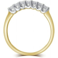 Zaručnički prsten s okruglim dijamantom od 10k žutog zlata od 7 kamena, 10k-2k-3k