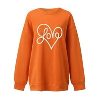 Ženski pulover s printom jesenske ljubavi, vrhovi, ležerna majica s okruglim vratom s printom