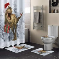 Božićni kupaonski set zavjesa za tuširanje prostirka za kupaonicu konturna prostirka i toaletni poklopac