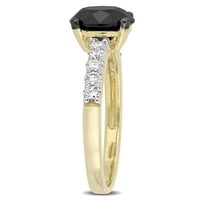 Miabella 1- Carat T.W. Crno -bijeli dijamant 14K zaručnički prsten od žutog zlata