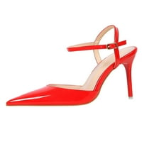 Ženske sandale na petu s remenom za gležanj, sandale na štikle, udobne cipele za noćni klub, crvene 8