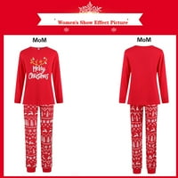 Božićna pidžama, majica s printom, majica i hlače, božićna obiteljska odjeća, pidžama, crvena