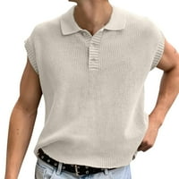 Tobchonp muška pletiva s kratkim rukavima Polo košulja casual vitka repa s reverom kardigan kardigan prozračna