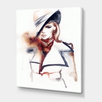 Dizajn umjetnosti Modni portret žene u šeširu moderni zidni tisak na platnu