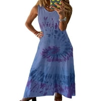 Luxplum Women haljine ležerna dugačka haljina kravata Maxi haljina ljetna plaža Sundress Sundress bez rukava haljina