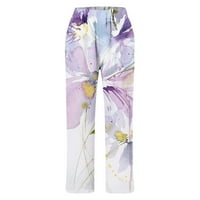 Ženske hlače povremeni elastični struk labave hlače jednostavne cvjetne tiskane džep ženske stilske hlače