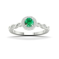 Imperijalni dragulj Sterling Silver ovalni rez stvorio je smaragd i stvorio bijeli safirski halo ženski zaručnički