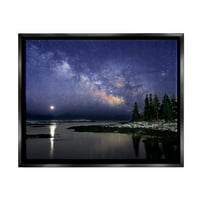 Stupell Galaxy glumi preko obalne zimske noćne krajolike fotografije crni plutač uokviren umjetnički print zidna