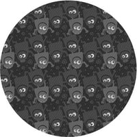 Tepisi za sobe s okruglim uzorkom u crnoj boji ugljena, 4 inča u krugu