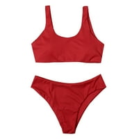 Jednobojni bikini kupaći kostim Ženski čisti ispis bikini kupaći kostimi Bikini Set od dvije kupaće kostime za