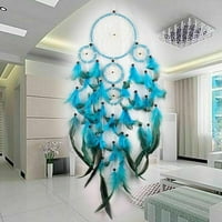 Dekoracija svijetloplavi veliki san ručno izrađeni viseći ukras na zidu hvatači perja ideje za poklone za ljubitelje