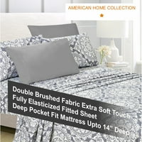 Set posteljine od 4 komada s geometrijskim printom u sivoj boji