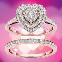 & Set prstenova atraktivna ukrasna legura nježni oblik srca s rhinestones ženski vjenčani prsten za vjenčanje