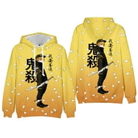 Anime majica s kapuljačom ubojica demona Harajuku za muškarce i žene, grafički pulover s printom od 3 inča, majica